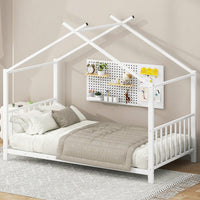 Stylish White Twin Size Metal Platform Bed Frame For Modern Bedrooms