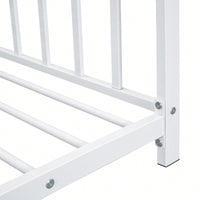 Stylish White Twin Size Metal Platform Bed Frame For Modern Bedrooms