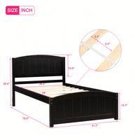 Espresso Wood Platform Bed With Headboard And Footboard, Durable Slat Support For Ultimate Comfort