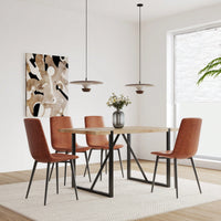 Rustic Industrial Rectangular Dining Table for 4-6 with Thick Wood Top and Black Metal Legs Perfect for Kitchen and Living Room