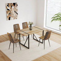 Rustic Industrial Rectangular Dining Table for 4-6 with Thick Wood Top and Black Metal Legs Perfect for Kitchen and Living Room