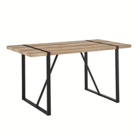 Rustic Industrial Rectangular Dining Table for 4-6 with Thick Wood Top and Black Metal Legs Perfect for Kitchen and Living Room
