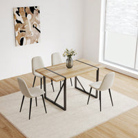 Rustic Industrial Rectangular Dining Table for 4-6 with Thick Wood Top and Black Metal Legs Perfect for Kitchen and Living Room