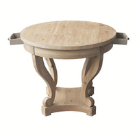 Curved Legs Small Round Dining Table For Kitchen Or Living Room Natural Wood Grain Distressed Finish