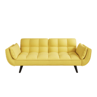 57 Inch Yellow Sofa With Soft Armrests And Throw Pillows For Comfortable Small Space Living In Apartment Or Bedroom