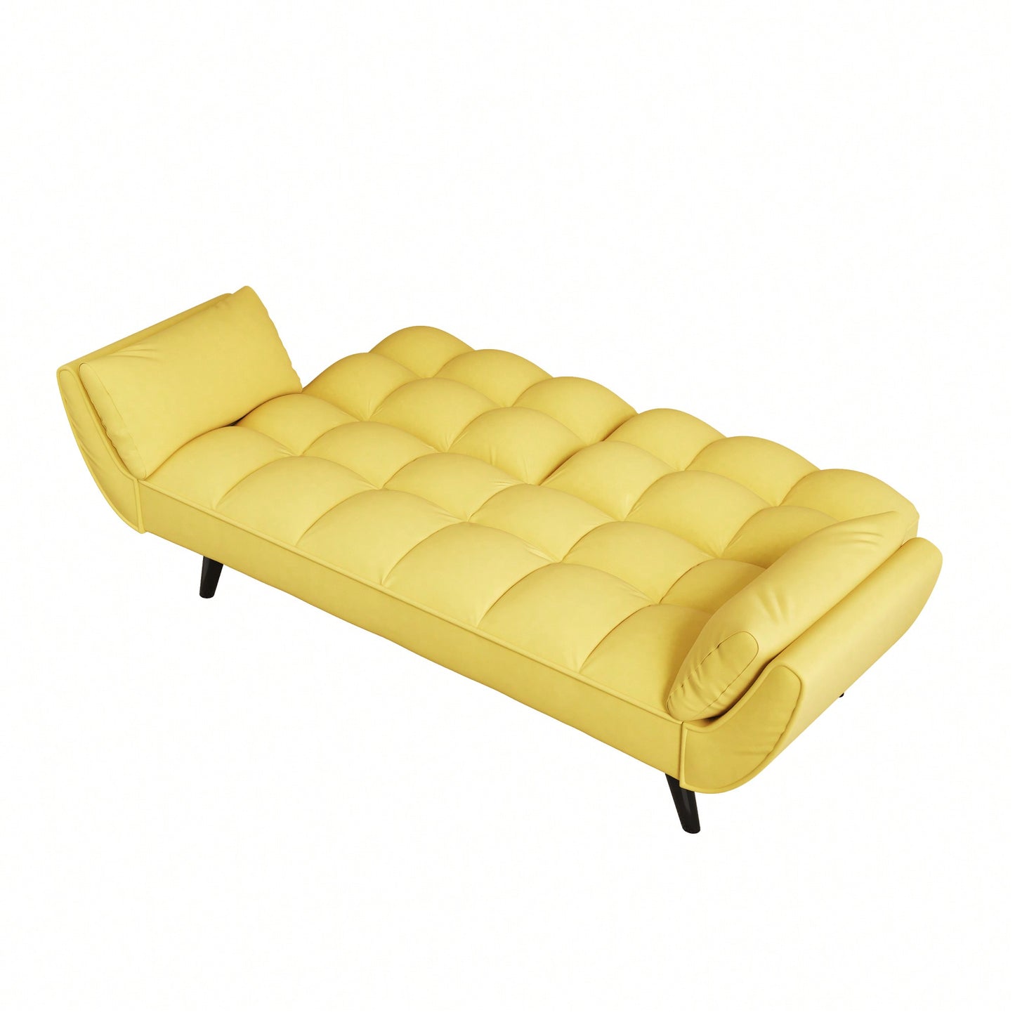 57 Inch Yellow Sofa With Soft Armrests And Throw Pillows For Comfortable Small Space Living In Apartment Or Bedroom