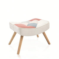 Accent Chair And Ottoman Set For Living Room And Bedroom Comfortable Side Armchair With Creative Splicing Fabric Design