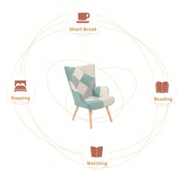 Accent Chair And Ottoman Set For Living Room And Bedroom Comfortable Side Armchair With Creative Splicing Fabric Design