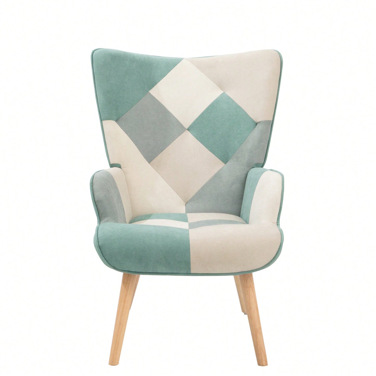 Accent Chair And Ottoman Set For Living Room And Bedroom Comfortable Side Armchair With Creative Splicing Fabric Design