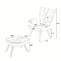 Accent Chair And Ottoman Set For Living Room And Bedroom Comfortable Side Armchair With Creative Splicing Fabric Design