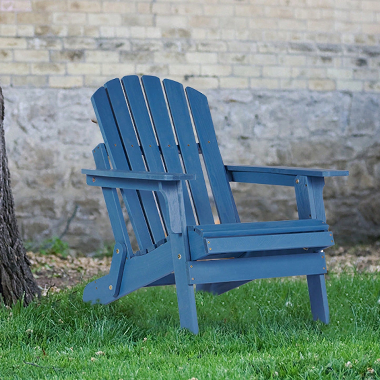 Oversized Wooden Folding Adirondack Chair With Pre-Assembled Backrest And Seat For Patio Garden Backyard Pool Deck Firepit