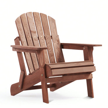 Oversized Wooden Folding Adirondack Chair With Pre-Assembled Backrest And Seat For Patio Garden Backyard Pool Deck Firepit