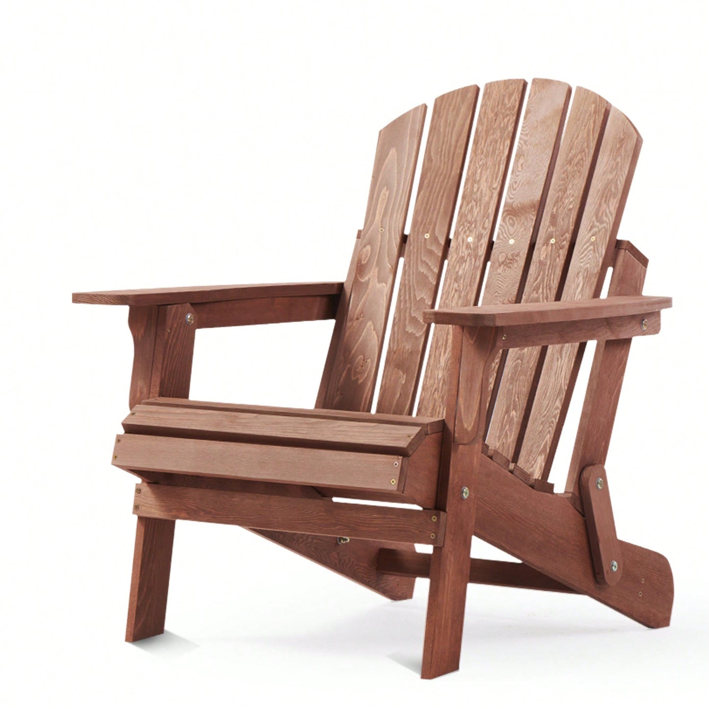 Oversized Wooden Folding Adirondack Chair With Pre-Assembled Backrest And Seat For Patio Garden Backyard Pool Deck Firepit