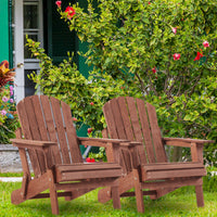 Oversized Wooden Folding Adirondack Chair With Pre-Assembled Backrest And Seat For Patio Garden Backyard Pool Deck Firepit