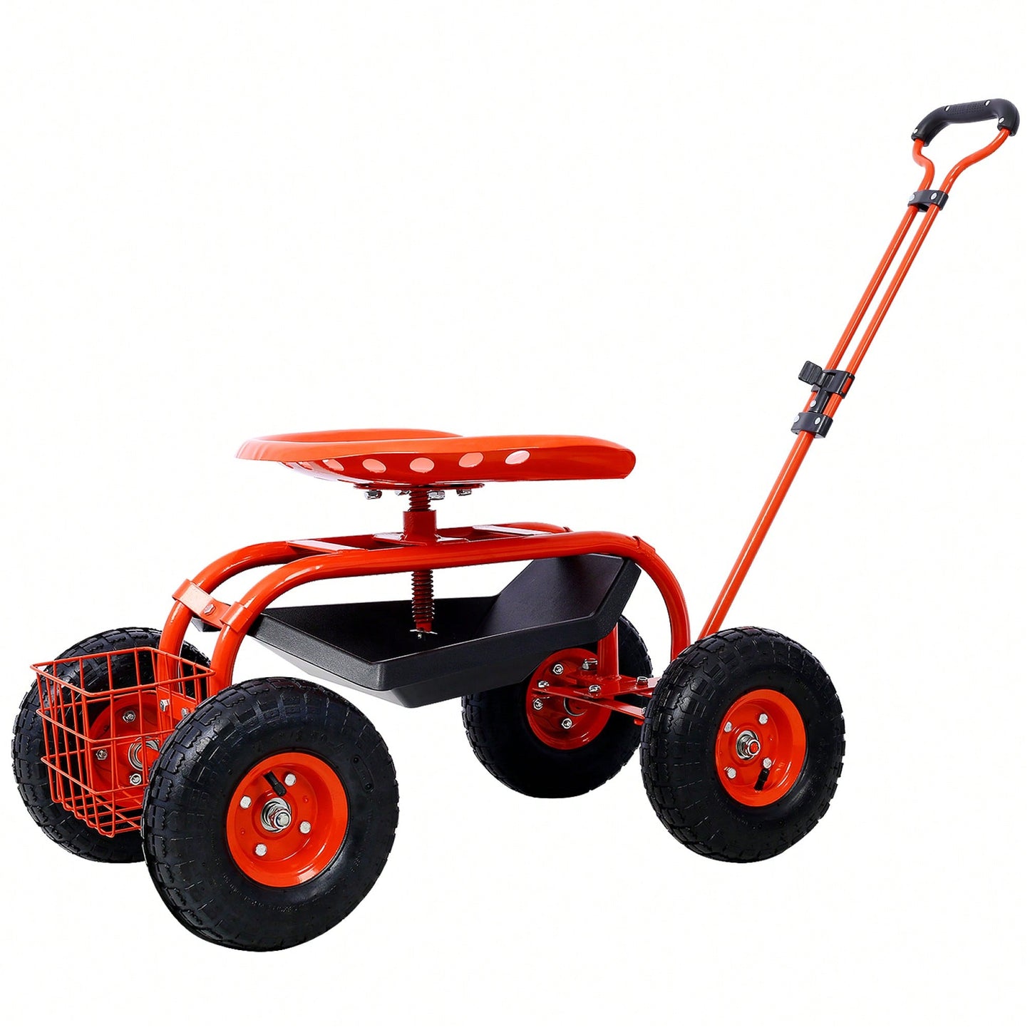 Garden Cart Seat With Wheels And Tool Tray 360 Swivel Design For Easy Mobility And Convenience