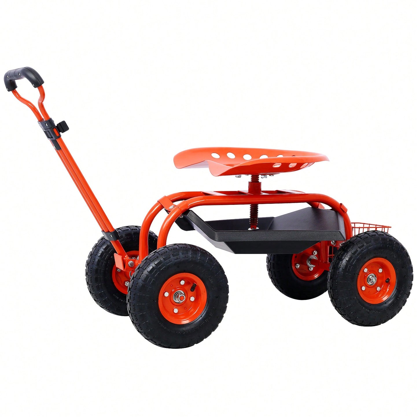 Garden Cart Seat With Wheels And Tool Tray 360 Swivel Design For Easy Mobility And Convenience