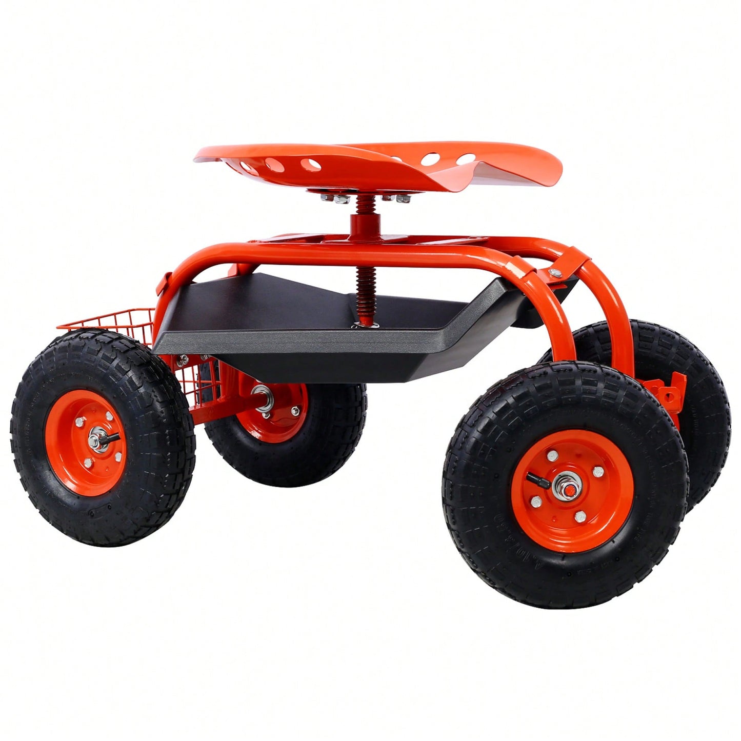 Garden Cart Seat With Wheels And Tool Tray 360 Swivel Design For Easy Mobility And Convenience