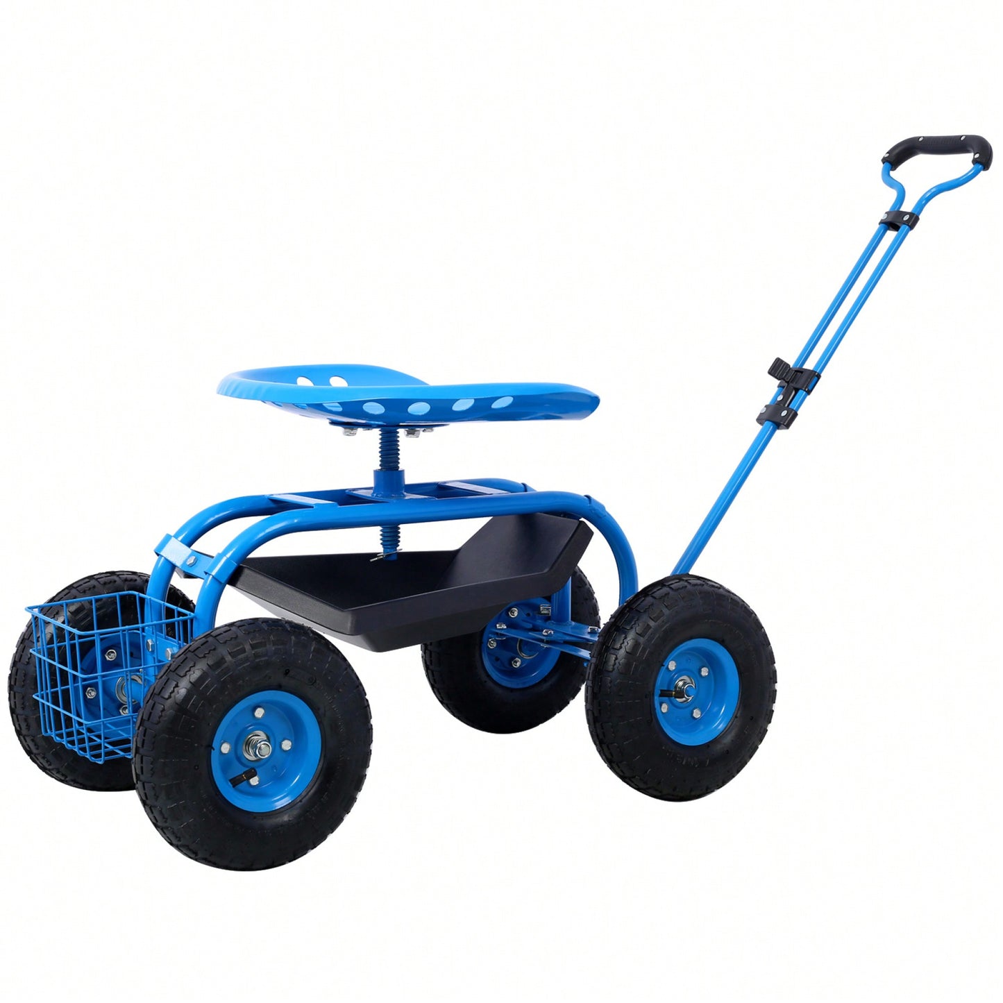 Garden Cart Seat With Wheels And Tool Tray 360 Swivel Design For Easy Mobility And Convenience