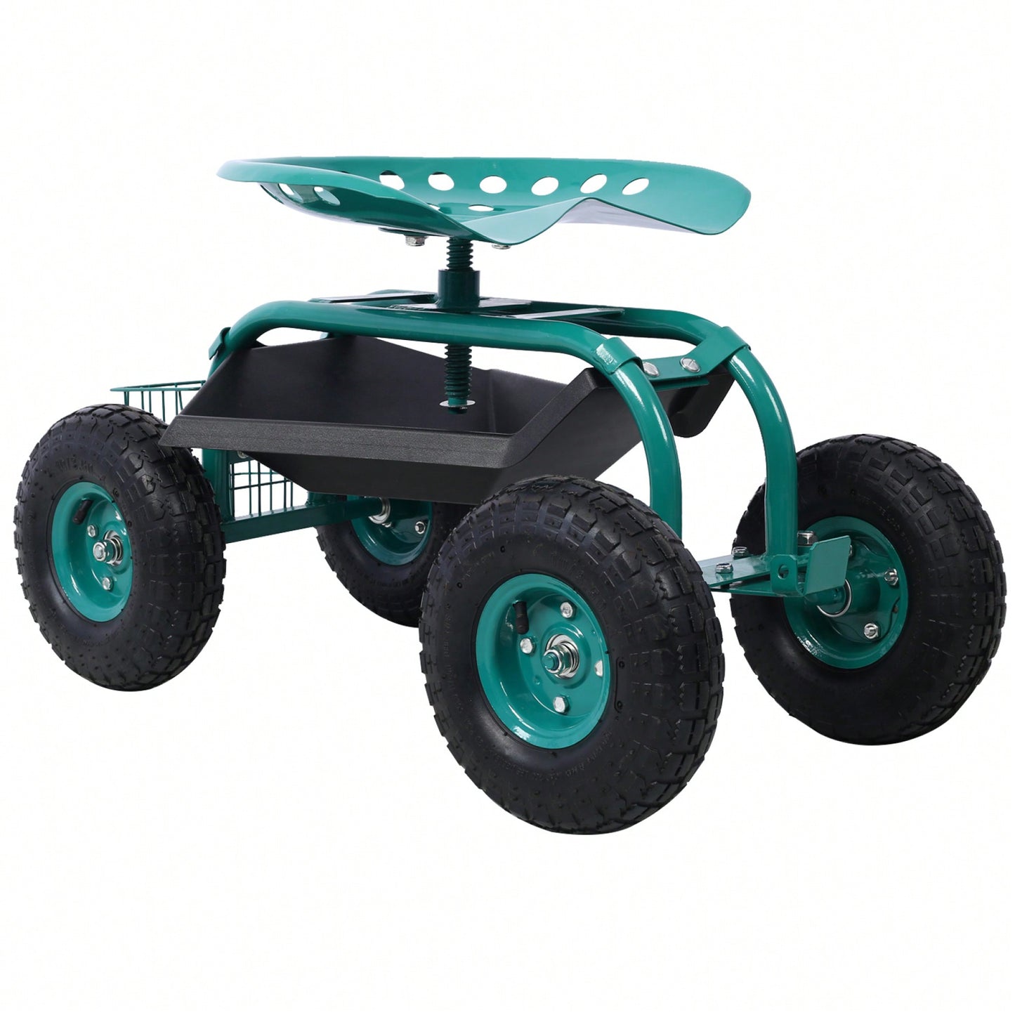 Garden Cart Seat With Wheels And Tool Tray 360 Swivel Design For Easy Mobility And Convenience