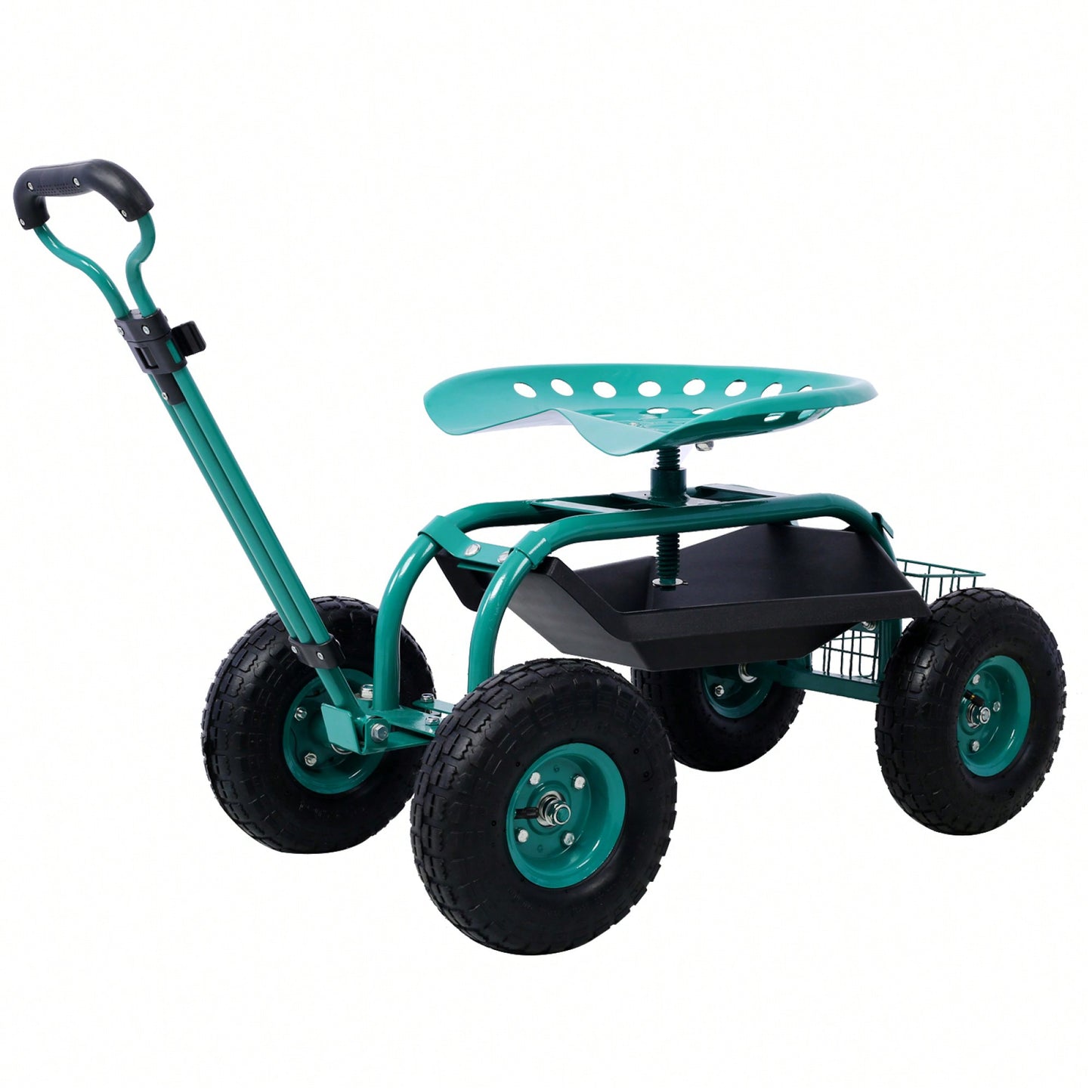 Garden Cart Seat With Wheels And Tool Tray 360 Swivel Design For Easy Mobility And Convenience