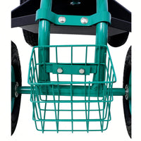 Garden Cart Seat With Wheels And Tool Tray 360 Swivel Design For Easy Mobility And Convenience