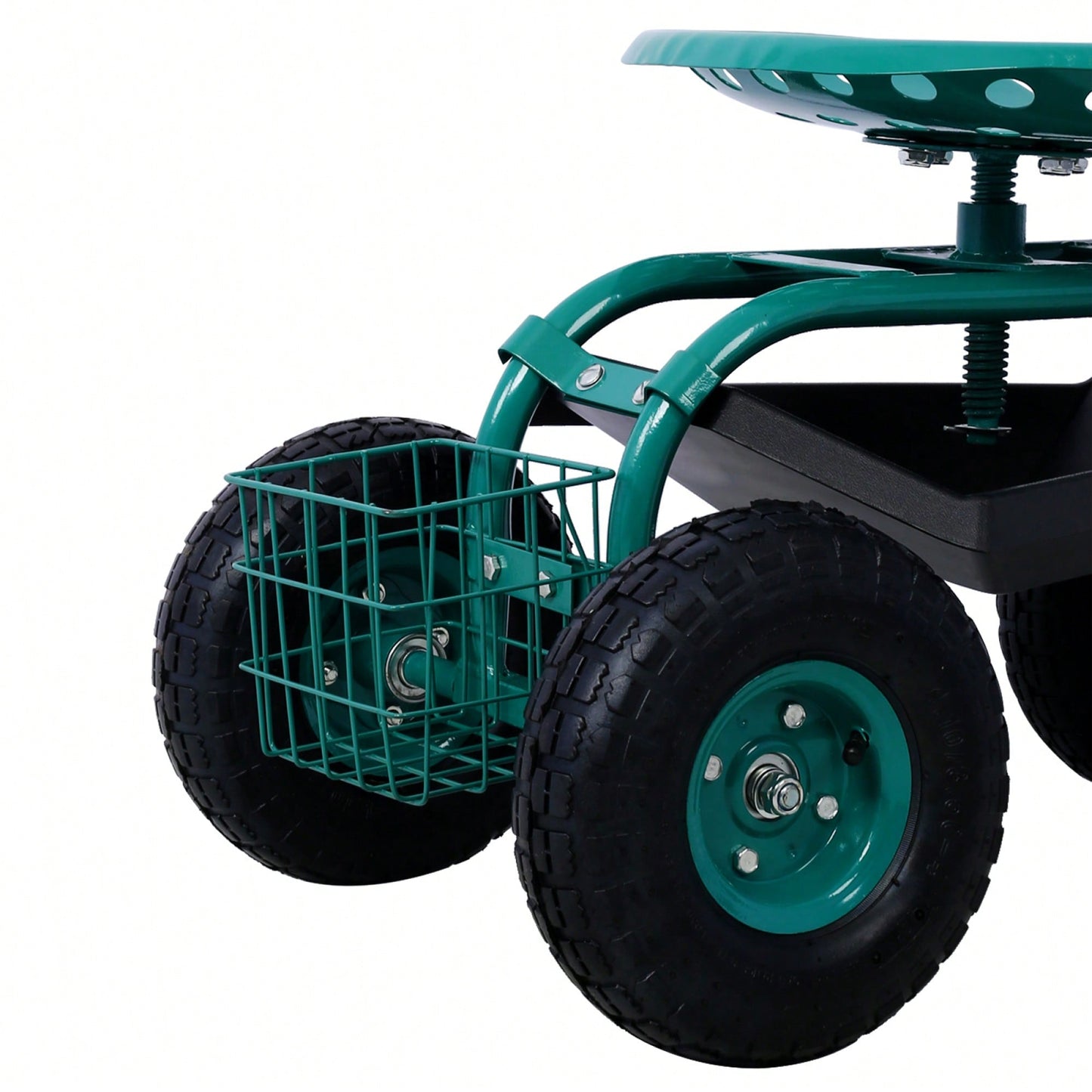 Garden Cart Seat With Wheels And Tool Tray 360 Swivel Design For Easy Mobility And Convenience