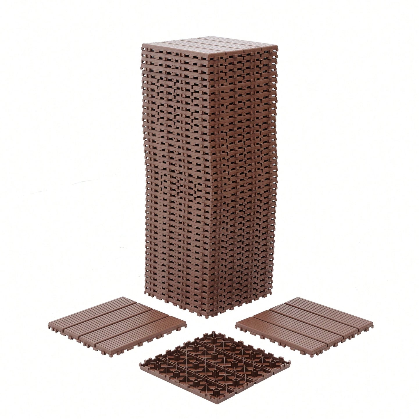 Waterproof Interlocking Patio Deck Tiles 12x12 Inch 44 Pack For Outdoor Use Poolside Balcony Backyard Brown