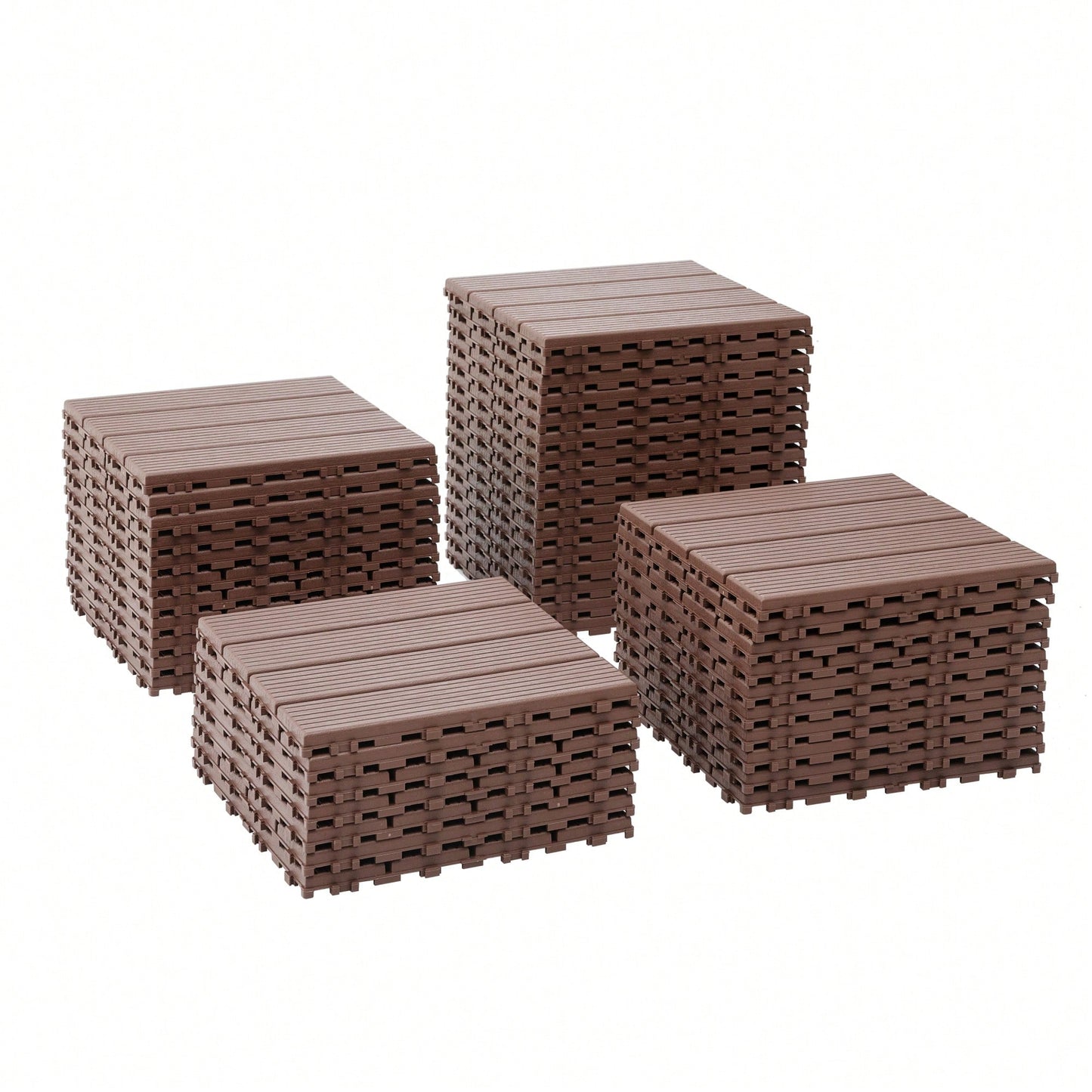 Waterproof Interlocking Patio Deck Tiles 12x12 Inch 44 Pack For Outdoor Use Poolside Balcony Backyard Brown