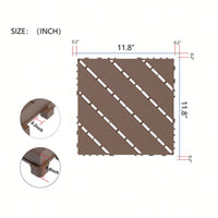 Waterproof Interlocking Patio Deck Tiles 12x12 Inch 44 Pack For Outdoor Use Poolside Balcony Backyard Brown