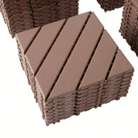 Waterproof Interlocking Patio Deck Tiles 12x12 Inch 44 Pack For Outdoor Use Poolside Balcony Backyard Brown