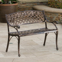 Outdoor Cast Aluminum Bench For Garden Patio Seating