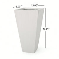 Outdoor 13 Inch White Modern MGO Small Cast Stone Planter For Garden And Patio Decor