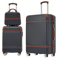 3 Piece Lightweight Hardshell Luggage Set With 20 Inch And 28 Inch Suitcases And Cosmetic Case Spinner With TSA Lock