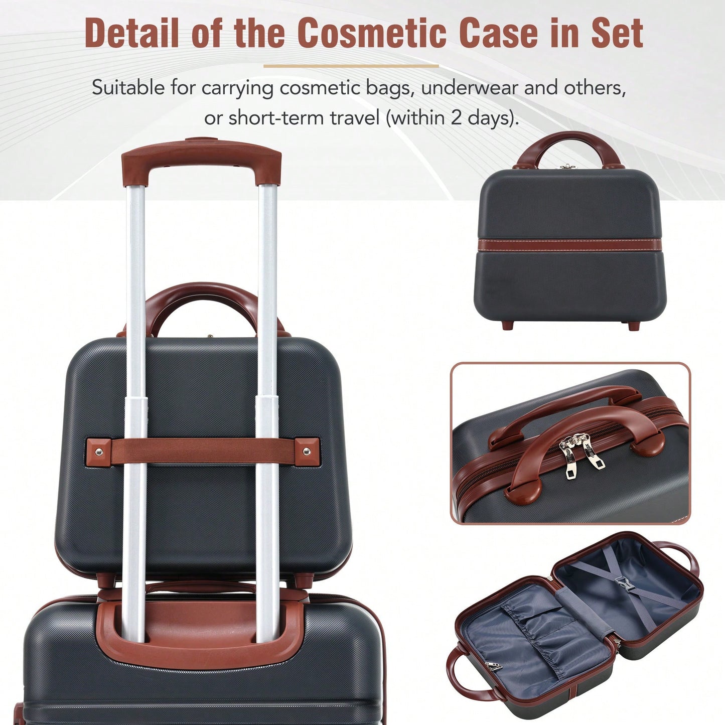 3 Piece Lightweight Hardshell Luggage Set With 20 Inch And 28 Inch Suitcases And Cosmetic Case Spinner With TSA Lock