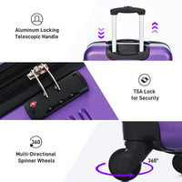 4 Piece Lightweight Hardshell Luggage Set With TSA Lock - 16" 20" 24" 28" Spinner Suitcases