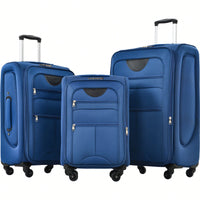 Expandable 3 Piece Softshell Luggage Set Lightweight Spinner Suitcases For Travel