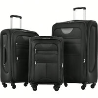 Expandable 3 Piece Softshell Luggage Set Lightweight Spinner Suitcases For Travel