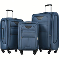 Expandable 3 Piece Softshell Luggage Set Lightweight Spinner Suitcases For Travel