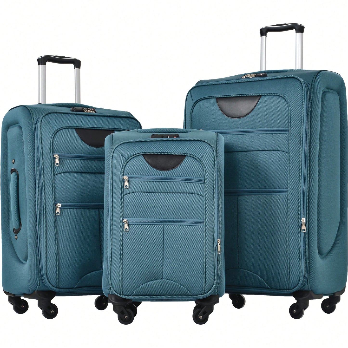 Expandable 3 Piece Softshell Luggage Set Lightweight Spinner Suitcases For Travel