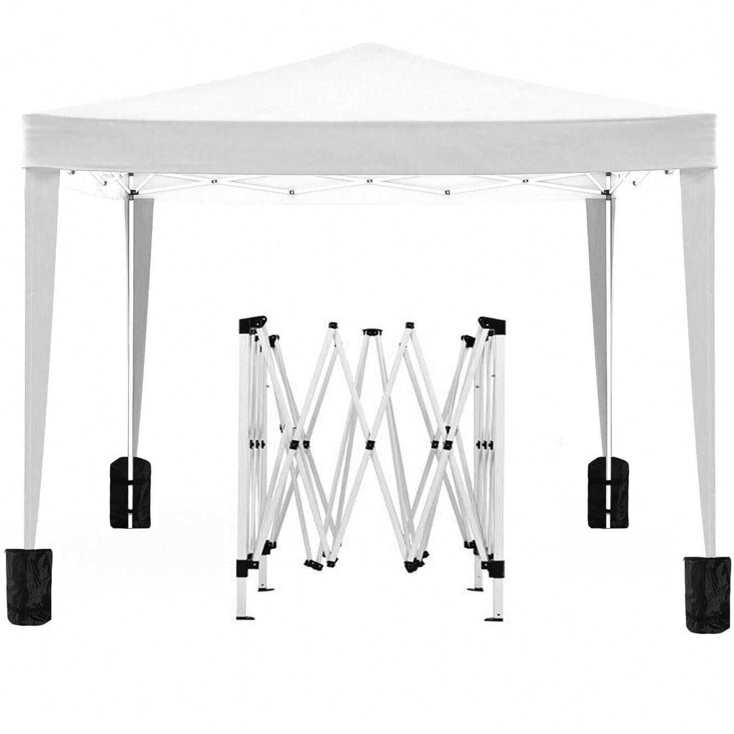 10x10 Folding Canopy With 4 Sidewalls Portable Outdoor Shelter UPF 50+ Ideal For Parties Beach Camping Weddings Includes Bags