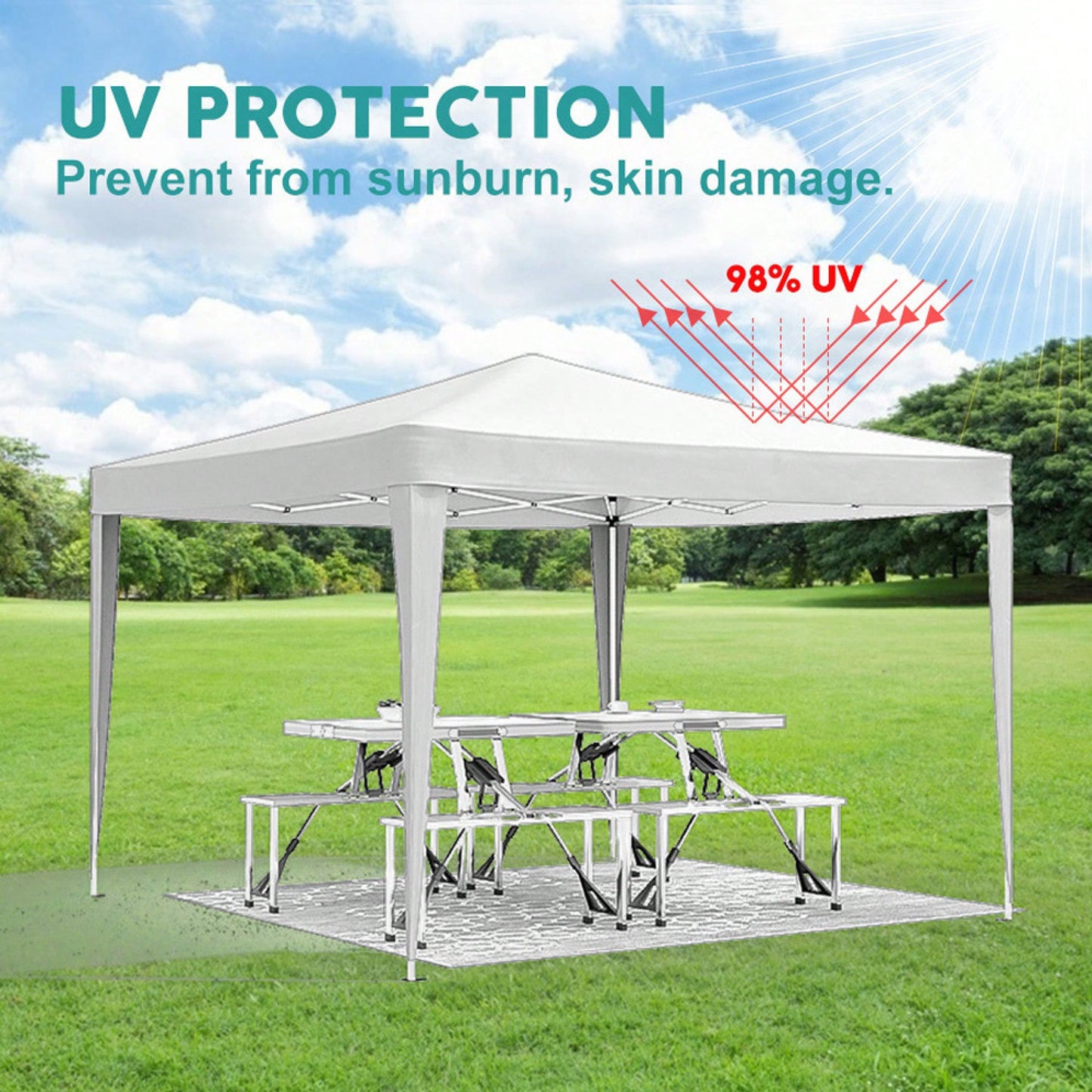 10x10 Folding Canopy With 4 Sidewalls Portable Outdoor Shelter UPF 50+ Ideal For Parties Beach Camping Weddings Includes Bags