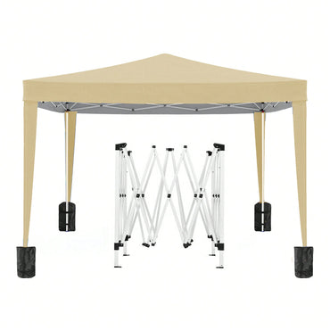 10x10 Folding Canopy With 4 Sidewalls Portable Outdoor Shelter UPF 50+ Ideal For Parties Beach Camping Weddings Includes Bags