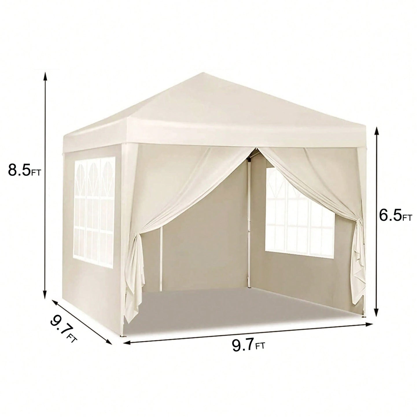 10x10 Folding Canopy With 4 Sidewalls Portable Outdoor Shelter UPF 50+ Ideal For Parties Beach Camping Weddings Includes Bags