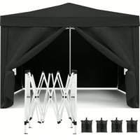 10x10 Folding Canopy With 4 Sidewalls Portable Outdoor Shelter UPF 50+ Ideal For Parties Beach Camping Weddings Includes Bags