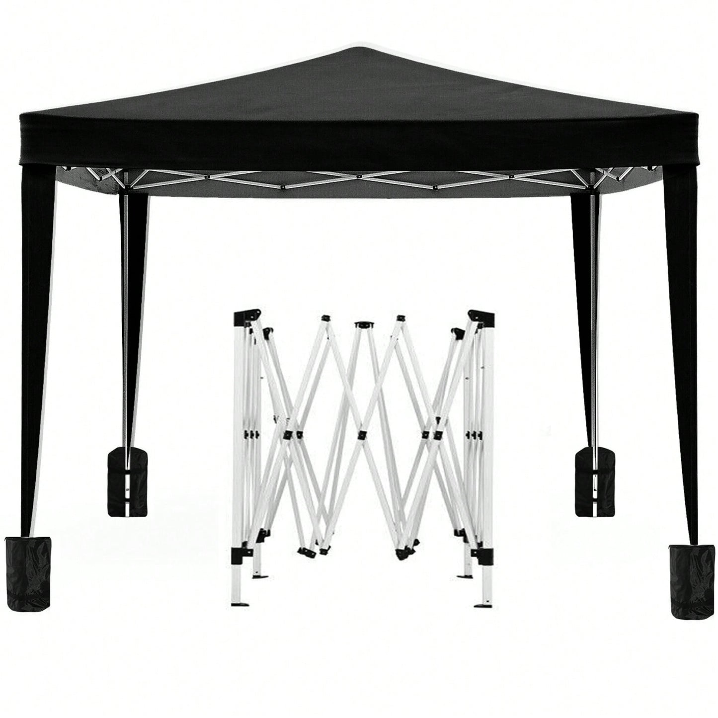 10x10 Folding Canopy With 4 Sidewalls Portable Outdoor Shelter UPF 50+ Ideal For Parties Beach Camping Weddings Includes Bags