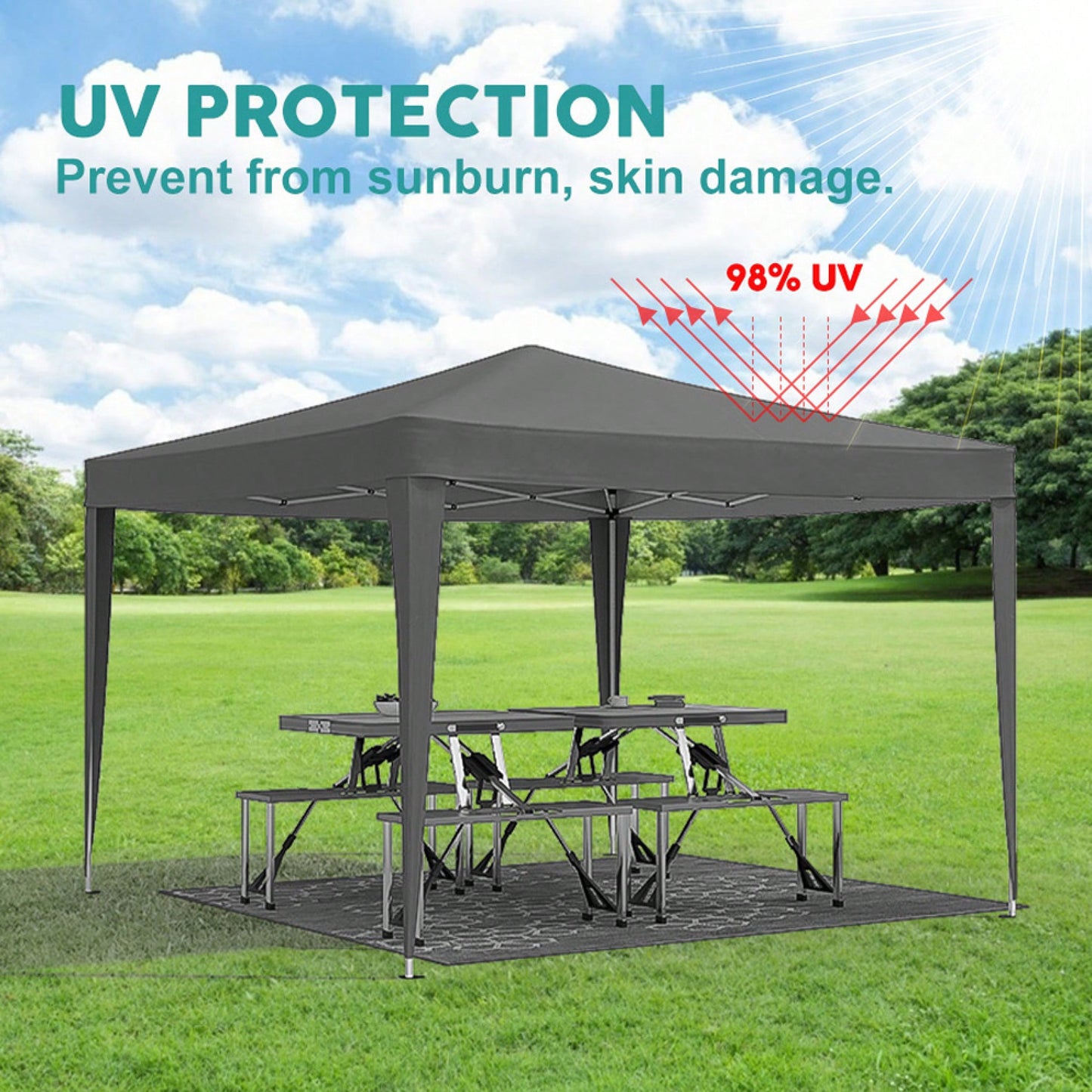 10x10 Folding Canopy With 4 Sidewalls Portable Outdoor Shelter UPF 50+ Ideal For Parties Beach Camping Weddings Includes Bags