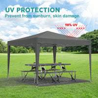 10x10 Folding Canopy With 4 Sidewalls Portable Outdoor Shelter UPF 50+ Ideal For Parties Beach Camping Weddings Includes Bags