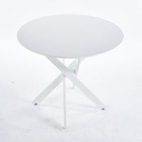 Modern Round Dining Table With Cross Metal Legs And Oak MDF Top Space Saving Design 90x90x75cm For Living Room And Kitchen