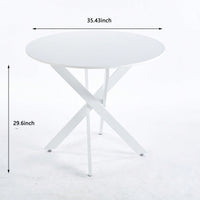 Modern Round Dining Table With Cross Metal Legs And Oak MDF Top Space Saving Design 90x90x75cm For Living Room And Kitchen