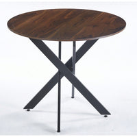 Modern Round Dining Table With Cross Metal Legs And Oak MDF Top Space Saving Design 90x90x75cm For Living Room And Kitchen